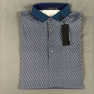 Greyson Golf Shirt Polo Wolf Tails Print XL Maltese Blue Polyester Spandex